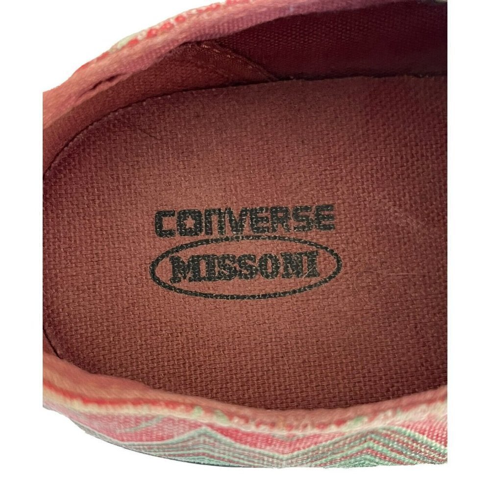 CONVERSE X MISSONI Collab Women's Sz 6.5 Pink Green Zigzag Low Top Sneakers - Picture 6 of 11